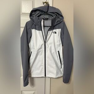 The North Face White and Gray Hooded Jacket